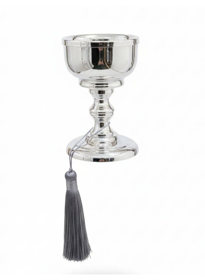 AKDC مبخرة أكديك الفاخرة الفضية - 17 سم مع خرز زخرفي - Image 1